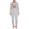 thumbnail image 3 of KelaJuan Christmas Pajamas for Family Cute Elk Print Long Sleeve Striped Tops + Trousers Set Winter Sleepwear, 3 of 6
