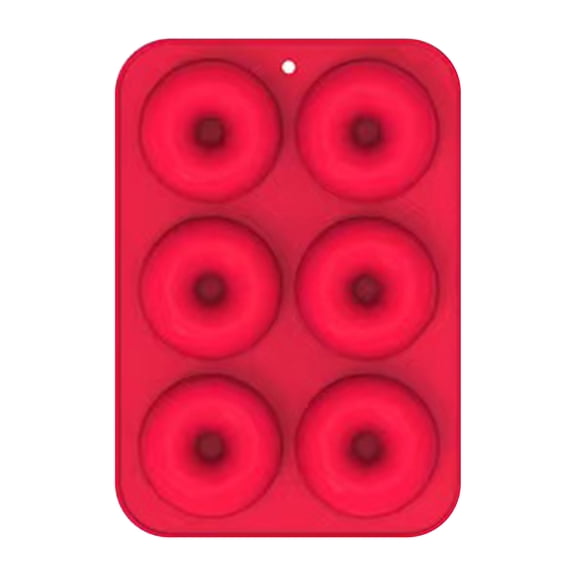 Red Silicone Donut Mold with 6-Cavity Non-Stick Design, -Grade Baking Pan for Homemade Pastries