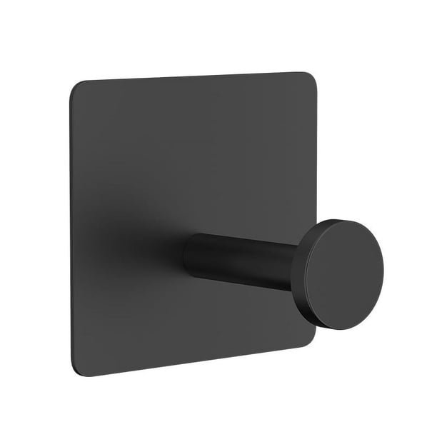 Nvzi Gancho adhesivo de acero inoxidable 304 sin agujeros de 4 piezas, gancho de acero inoxidable, gancho de baño de cocina, gancho de baño, gancho de toalla (negro)