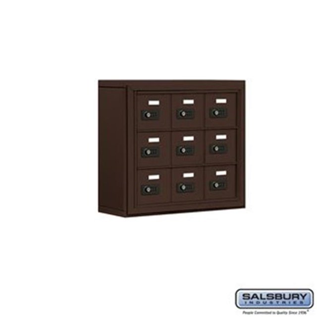 Salsbury 19035-09ZSC 5 in. Cell Phone Storage Locker - 3 Door High Unit - 9 A Doors - Bronze - Surface Mounted - Resettable Combination Locks