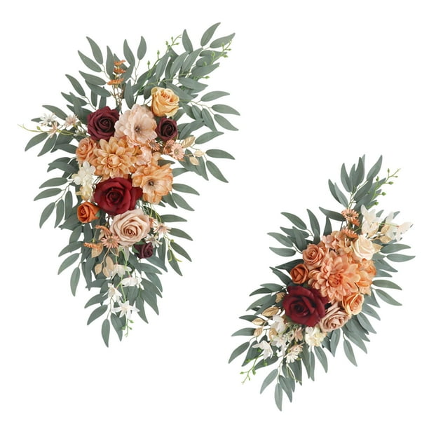 2 piezas de guirnalda floral artificial para boda, arco de flores artificiales rústico estilo A