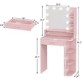 thumbnail image 2 of Vanity Desk with Mirror and Lights, Akaber 26.4" Makeup Vanity with Large Drawer, 6 Storage Levels, Small Pink Vanity Desk with Large LED Mirror, 2 of 7