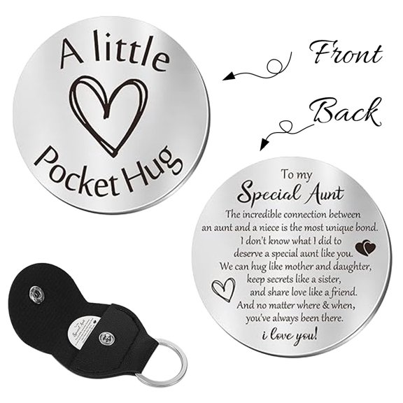 Pocket Hug Token Gifts for Men Boyfriend Girlfriend Inspirational Gift for Son Daughter Brother with Leather Keychain
