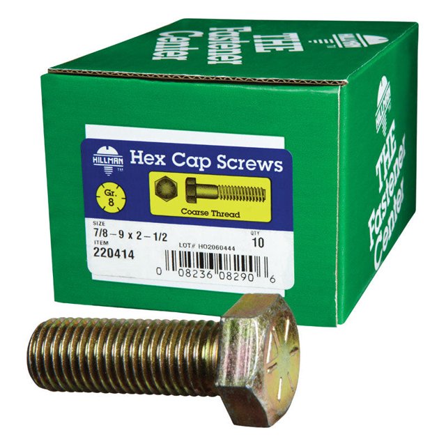 Tornillo HILLMAN con cabeza hexagonal de 7/8 a 9 pulgadas D X 2-1/2 pulgadas Acero L