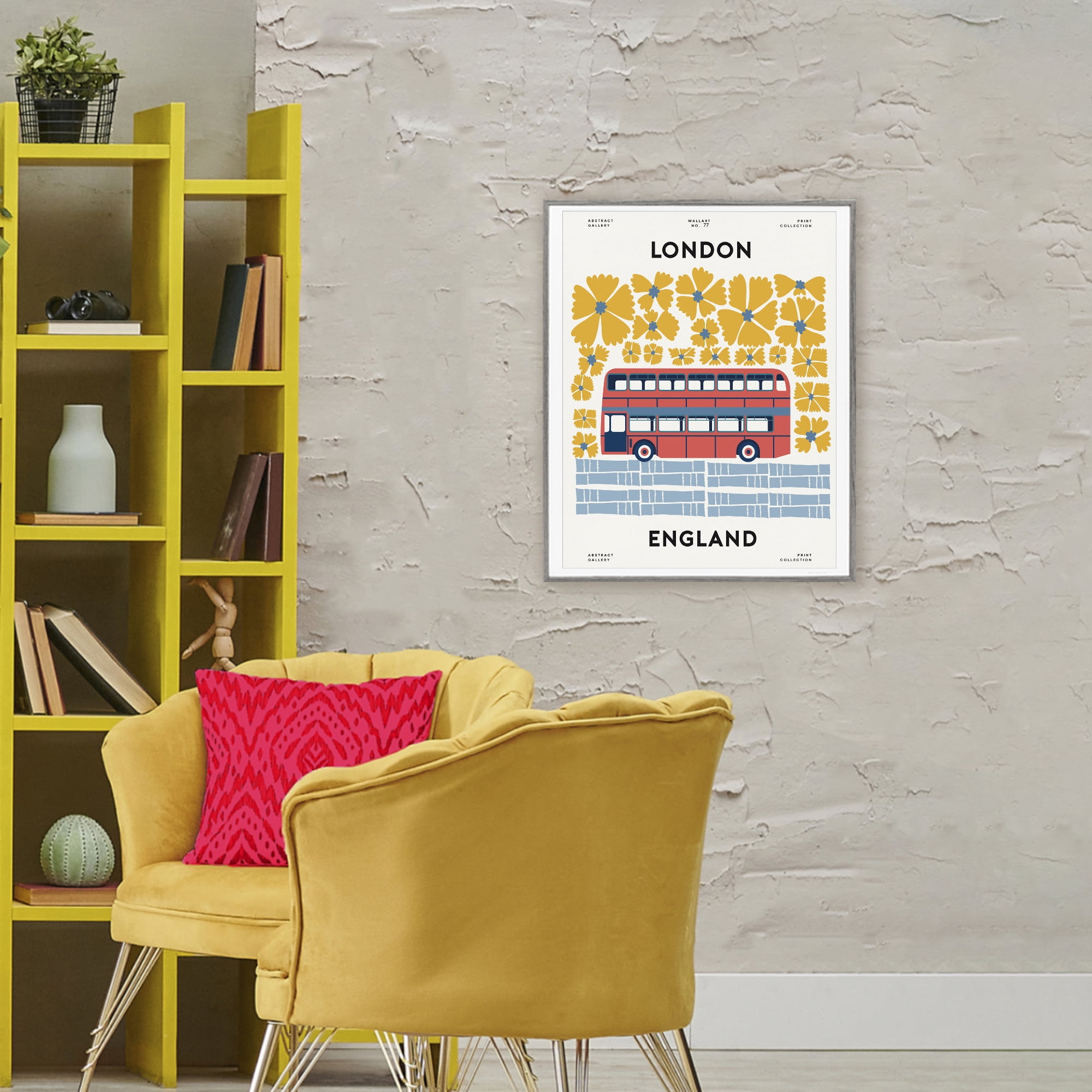 Stupell Industries Groovy London Bus Gray Framed Giclee Art, design by Omar Escalante