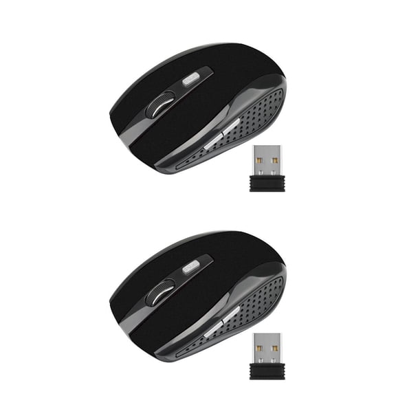 Matsuzay Ratón óptico inalámbrico 2.4Ghz Low Delay 6 teclas plástico para juegos Laptop Accesorios portátiles Negro mate 2Conjunto