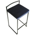 Fuji Contemporary Stackable Counter Stool In Black With Blue Velvet