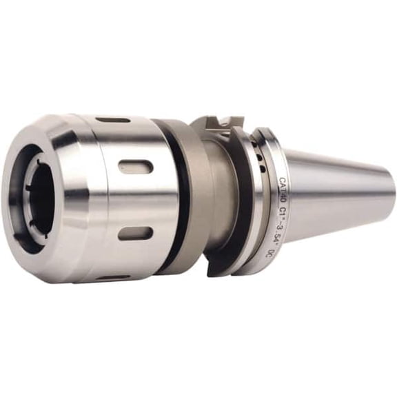 Accupro CAT40 Dual Contact Taper, 1" Hole Diam x 2.41" Nose Diam Milling Chuck 3.54" Projection, 0.0002" TIR, Through-Spindle Coolant,