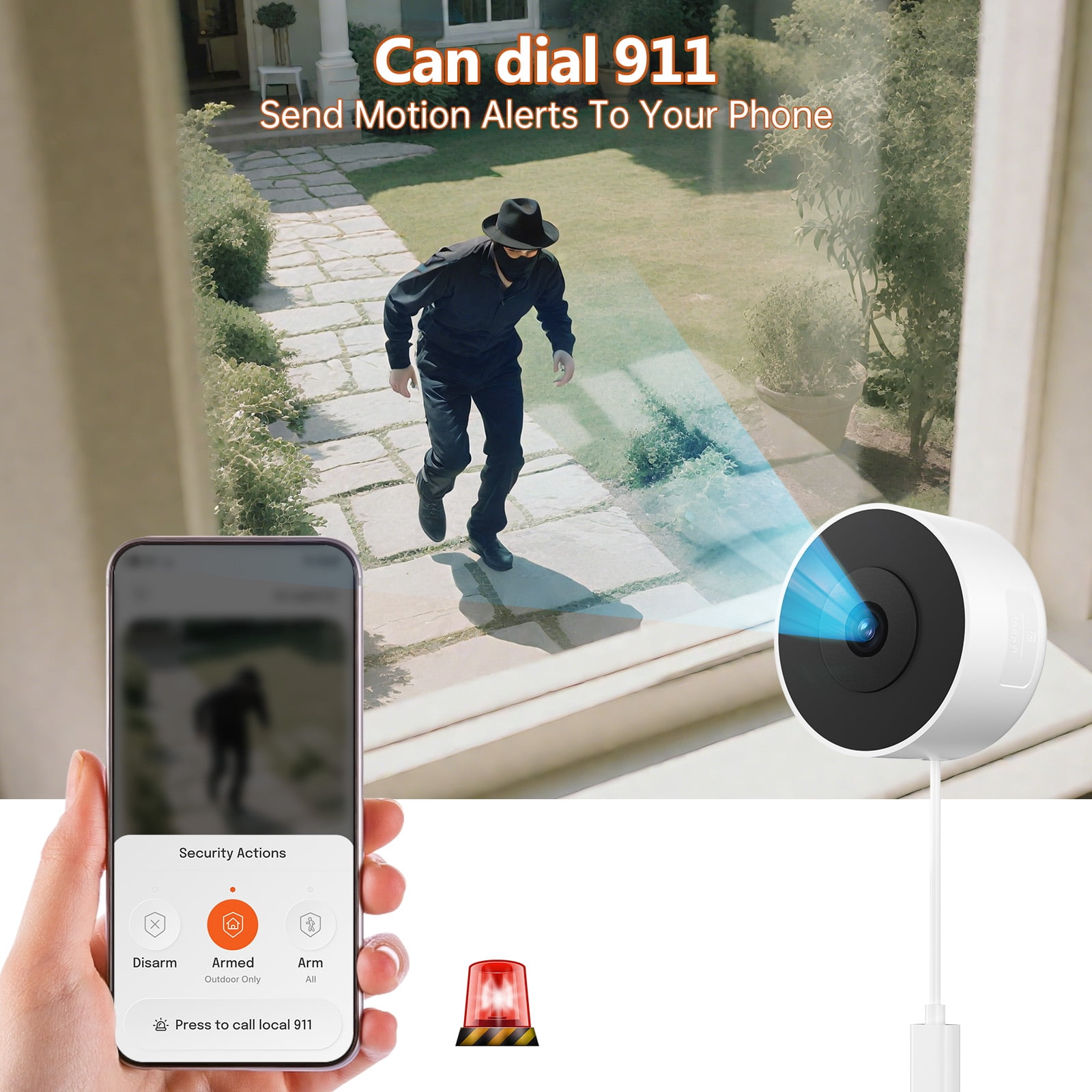 GBIUT Window Camera, 2.4G&5G WIFI Smart Security Camera, 2K Home Security Camera for Indoor Outdoor, Blacklight Full-Color, US Cloud, 911 Emergency Dispatch, Easy & Quick Install