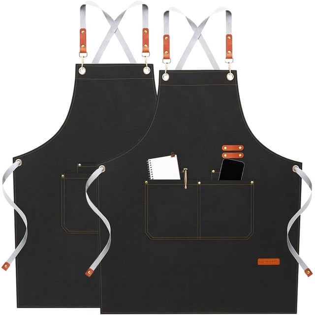Mandil de Cocina con Correas Ajustables y Bolsillo, Repelente al Agua