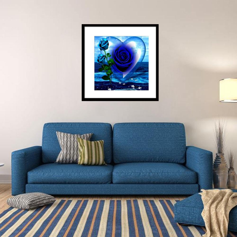 Vipeco Blue Rose Heart 5D Diamond Painting Embroidery DIY Cross Stitch Home Decor 