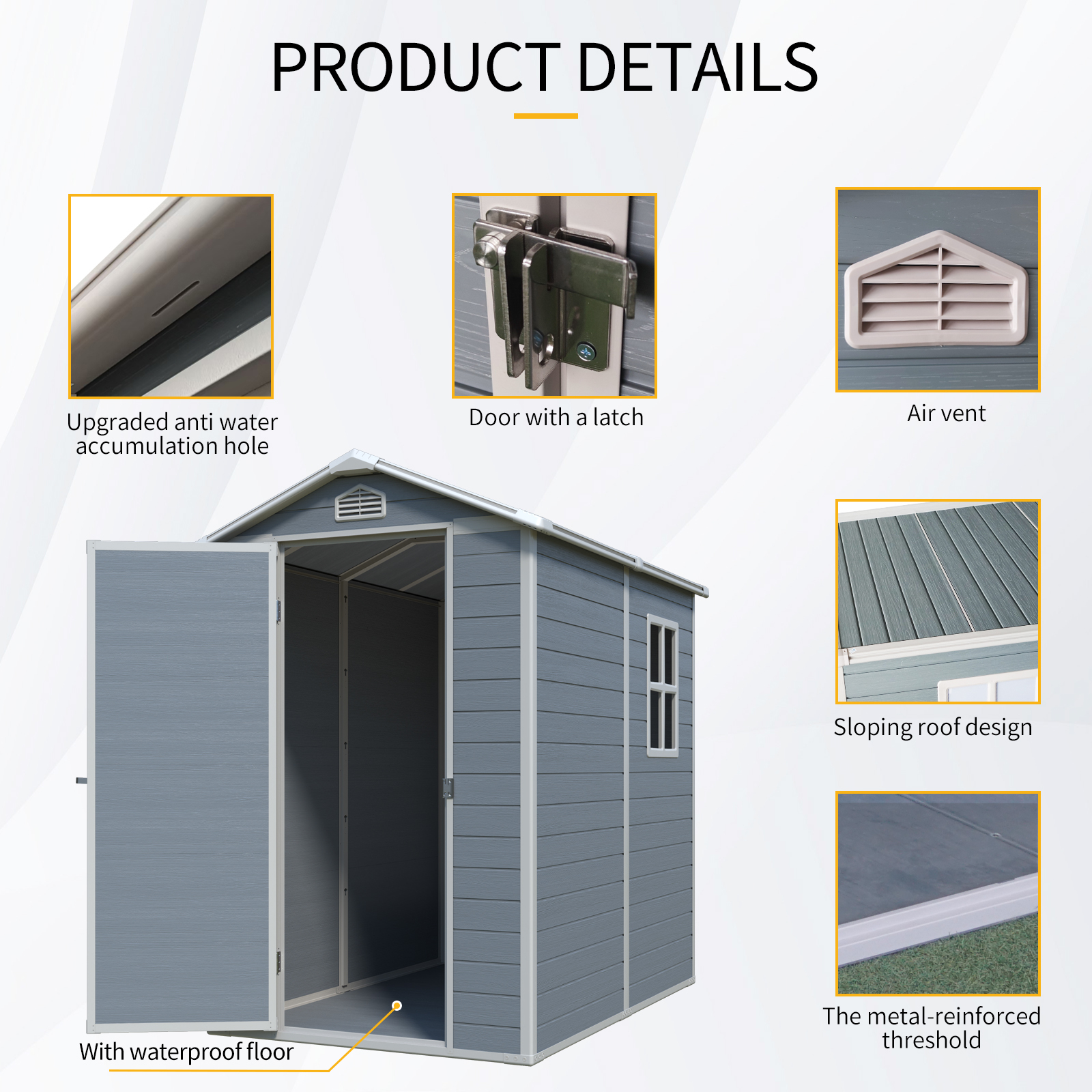 Alvantor 6 x 4 Ft Resin Storage Shed with Floor Outdoor Waterproof Garden Shed with Window and Lockable Door for Backyard, Garden, Patio Gray
