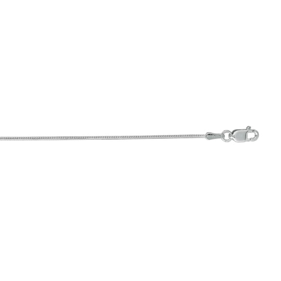 14K White Solid Gold 0.9mm wide Diamond Cut Round Snake Chain 16 Necklace with Lobster Clasp