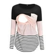 thumbnail image 2 of Odeerbi Clearance Women Maternity Shirts Nursing Clothes Top Blouses T-shirt Long Sleeve Stripe Pink, 2 of 9