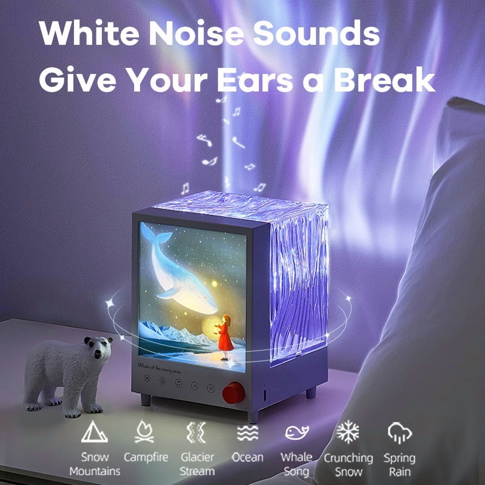 Northern Lights Projector, 7 Colors Rechargeable Aurora Night Light Projector with 7 White Noise & Bluetooth Speakers, Dimmable Ambient Lighting for Room Decor, Unique Gifts for Kids Teen Girl