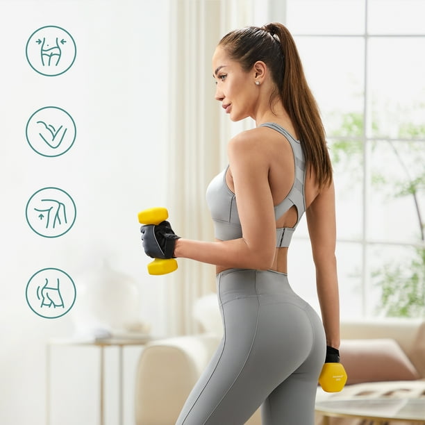 SONGMICS Juego de 2 Mancuernas, 2 x 2 kg, Mancuernas Hexagonales con Superficie de Vinilo, para Gimnasia en Casa, Amarillo