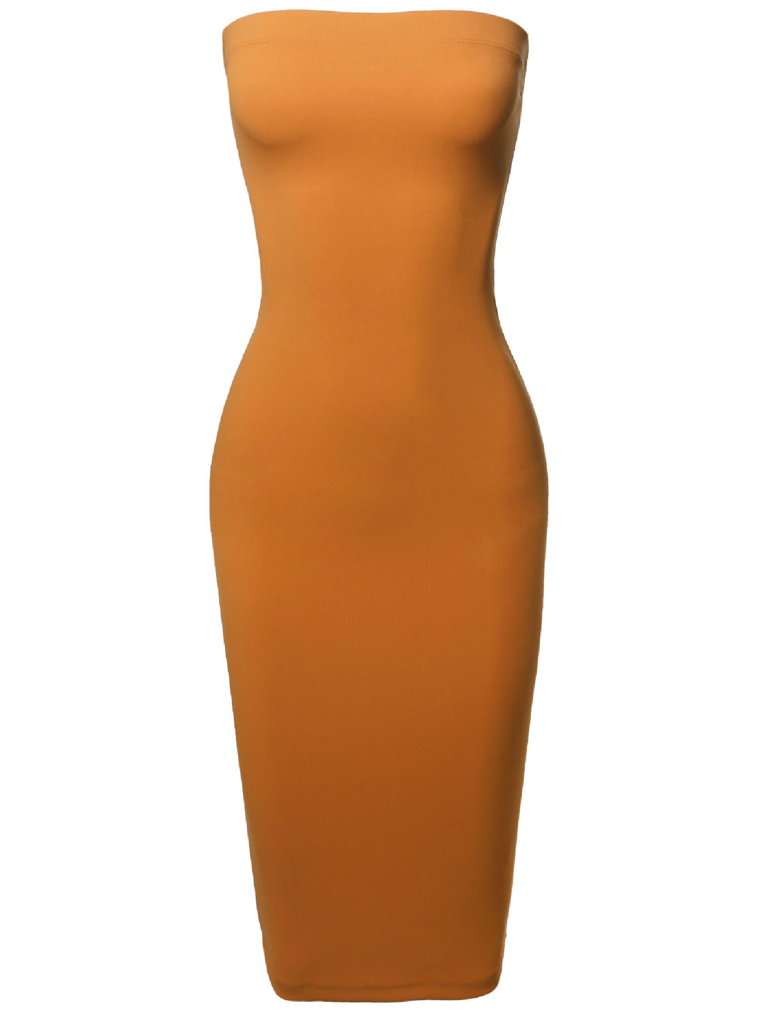 FashionOutfit Women's Sexy Scuba Crepe Tube Top BodyCon Midi Dress in