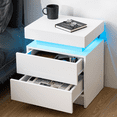 thumbnail image 5 of Hommpa High Gloss LED Nightstand Set of 2 White Bedside Table with 2 Drawers Modern Night Stand with Drawer Side Table Cabinet with Led Night Stands for Bedroom Side Table for Bed Home Furniture, 5 of 10