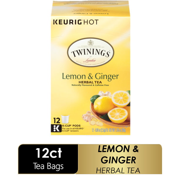 Twinings of London Lemon & Ginger Herbal Tea KCup Pods, 12 Ct, 1.05 oz
