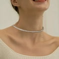 thumbnail image 2 of 3mm Round Cut Lab-Created Diamond Tennis Necklace 18" 14k White Gold Plated, 2 of 2