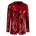 thumbnail image 3 of Yigetop Sequin Blazer for Women Women Sequins Sequin Jacket Casual Long Sleeve Glitter Party Shiny Lapel Rave Outerwear Coat Sparkly Jacket Red L, 3 of 5