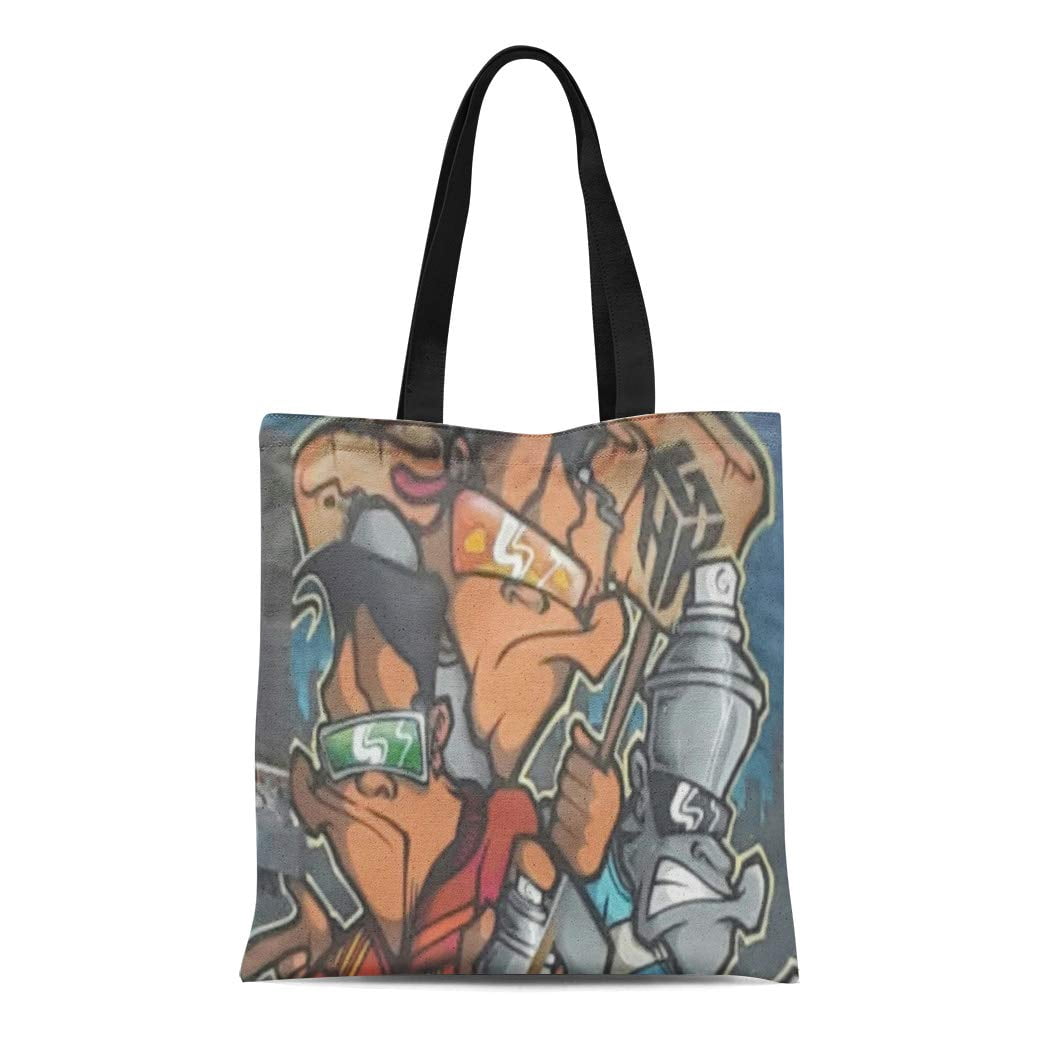 Shoulder Bag Rapper SIDONKU Canvas Tote Bag Wall Street Artist Paint Painting Graffiti ...