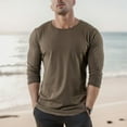 thumbnail image 2 of Ketyyh-chn99 Mens Long Sleeve T Shirts Casual Long Sleeve Plain Baseball Cotton T Shirts Brown,L, 2 of 3