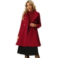 thumbnail image 2 of Abrigo de Invierno con Solapa para Mujer Abrigo con Doble Botonadura rojo XL, 2 of 5