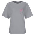 thumbnail image 4 of MIXUE Womens Tops Summer Dandelion Print Round Neck Short Sleeve Stylish Loose Fit Casual T-shirts Holiday Wear,Gray,XL, 4 of 5