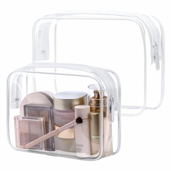 Clear Makeup Bag - 2 Packs TSA Approved Toiletry Bag for Women Quart Size Travel Bag TSA Approved,Clear Toiletry Bags for Traveling