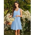 thumbnail image 4 of Ekouaer Cotton Nightgowns for Women Sleeveless Night Gown Tank Sleep Shirts Pleated Night Shirts V Neck Chemise, 4 of 6