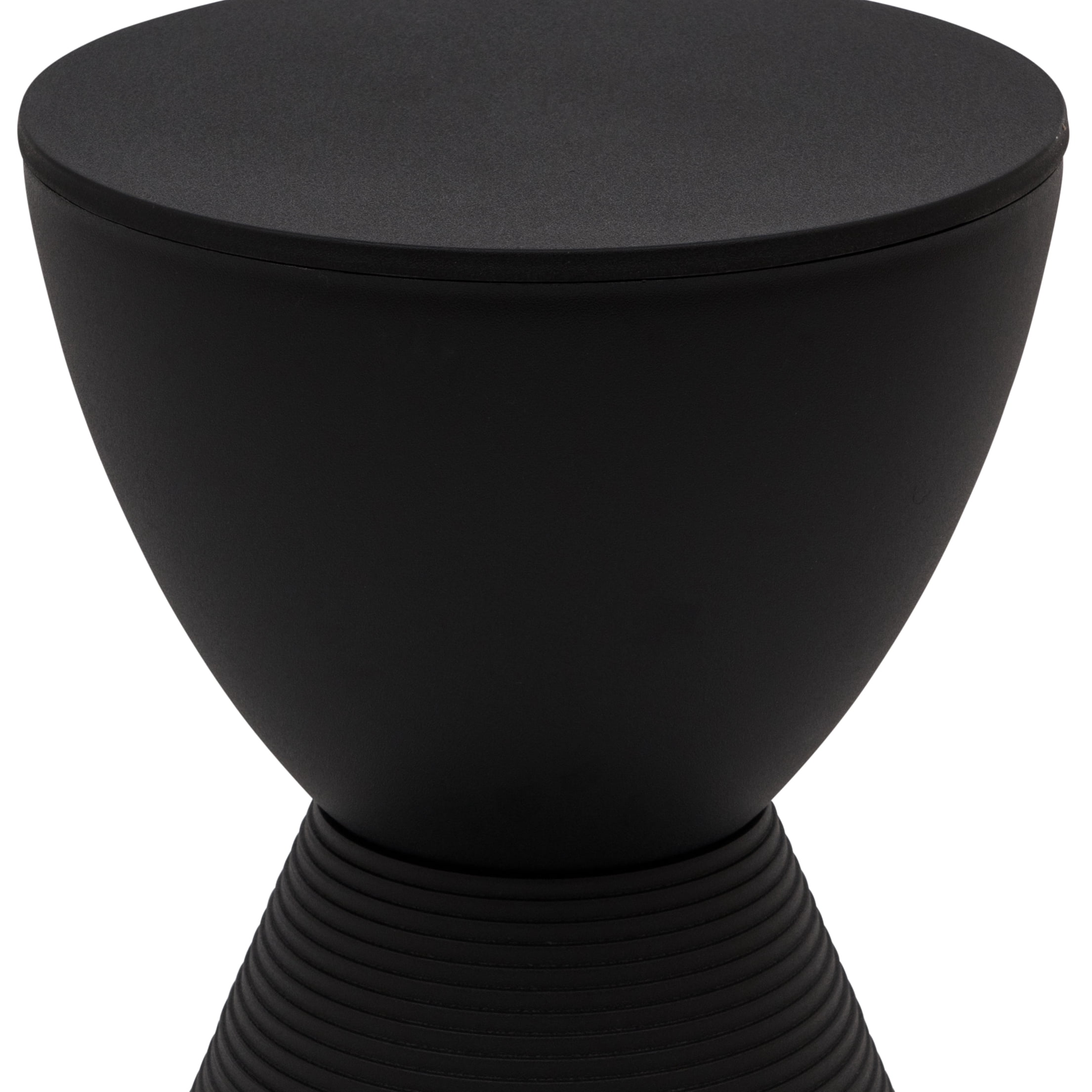 LeisureMod Side Table Modern Hourglass End Table Compact Accent Drum Table with Removable Lid for Storage Indoor and Outdoor Use Boyd Series in Black