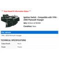 thumbnail image 2 of Ignition Switch - Compatible with 1996 - 2000 Plymouth Voyager 1997 1998 1999, 2 of 2
