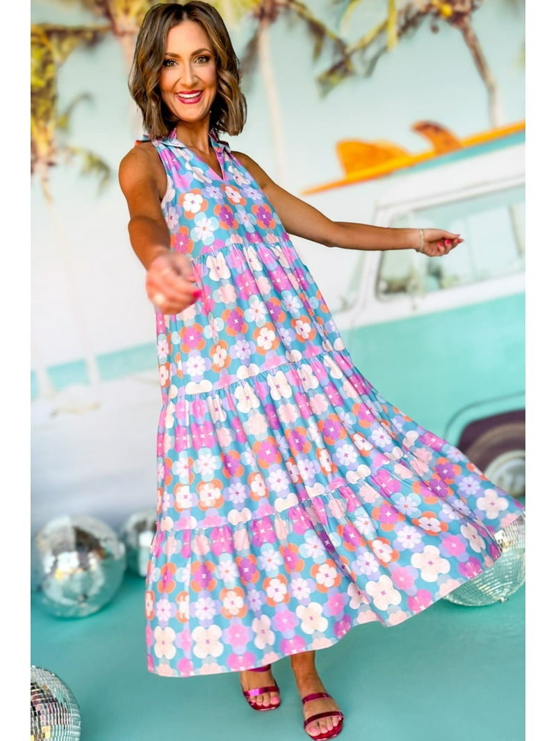 flowing floral maxi dress Minelda  Flowing Floral Maxi Dress