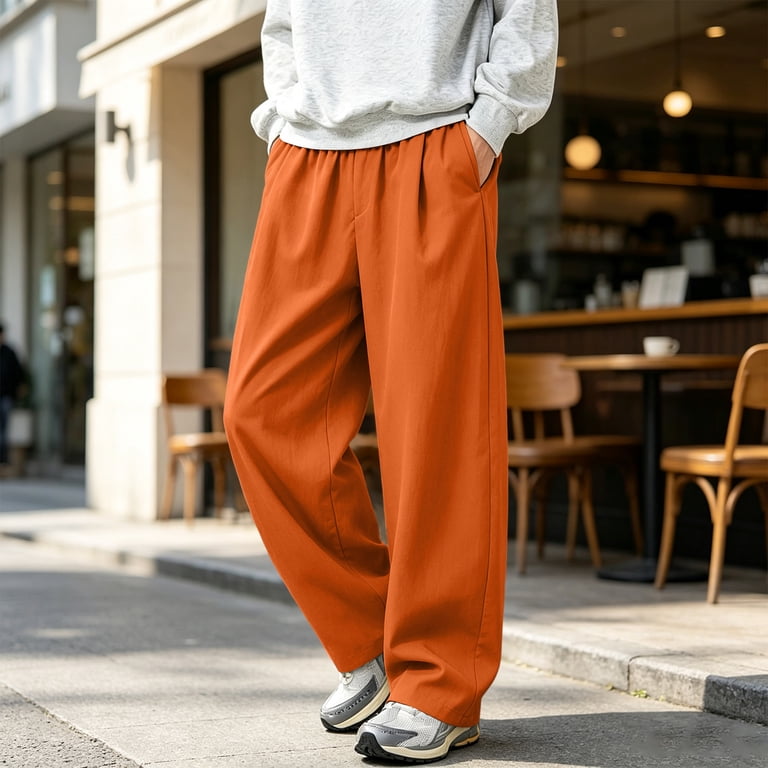 Sweatpants For Men Loose Fit Baggy Pants Elastic Waistband Wide Leg ...