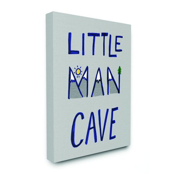 The Kids Room by Stupell Kids Little Man Cave Word Boys Blue Grey Nursery Design Super Canvas Wall Art by Daphne Polselli