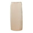 thumbnail image 5 of vigerkar Women Satin High Waist Elastic Stitching Long Skirt Slim Fit Hip Skirt Skirts for Girls Beige, XL, 5 of 7