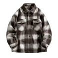 thumbnail image 2 of gbyLJF Men's Checkered Printed Jacket Thickened Warm Button Top Casual Loose Long Sleeve Lapel Jacket with Pocket, 2 of 4