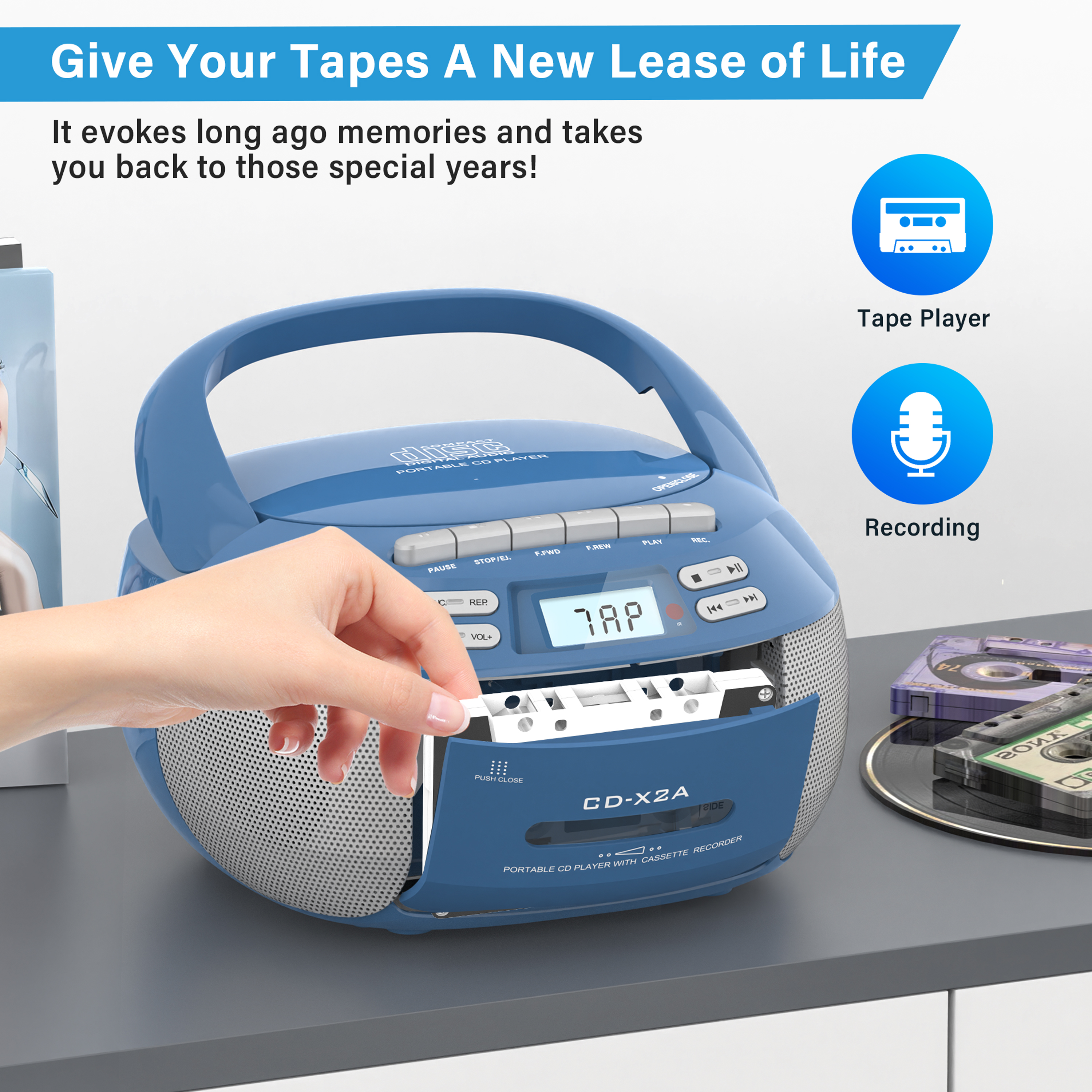 Greadio Boombox CD Cassette Player Combo with Bluetooth photo 4