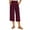 Wine, variant on biudgviw Capri Pants for Women Pull on High Waisted Wide Leg Pants with Pockets Summer Casual Cropped Trousers Palazzo Capris