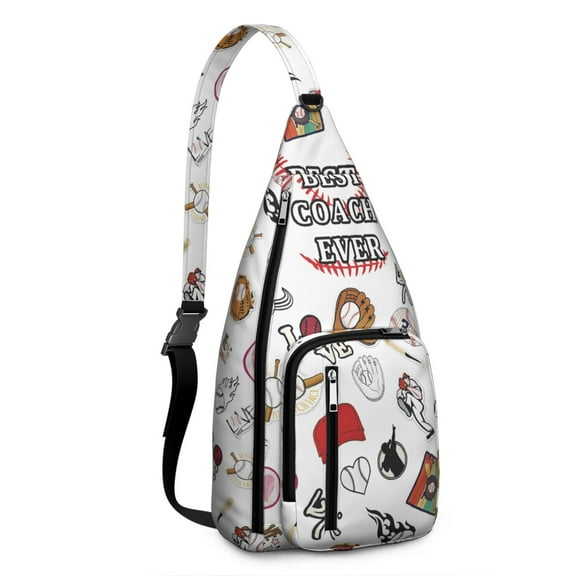 Sports Sling Backpack - Baseball, Football, Soccer, Basketball Print – Lightweight Crossbody Bag for Hiking, Gym, Travel – Athletic Gift for Sports Lovers
