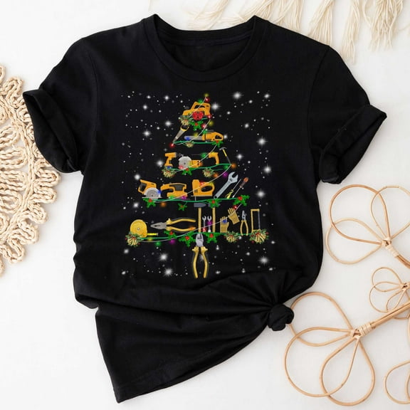 Mechanic Christmas Tree T-Shirt, Funny Mechanic Lover Gift, Mechanic Christmas Lights T-Shirt, Christmas Tree Shirt for Women and Men