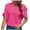 Hot Pink, variant on Wo-Fusoul Off The Shoulder Tops Women's Solid Color V-Neck Short Sleeve Top with Off-Shoulder Sleeves, Casual Fashion Wear Off Shoulder Top