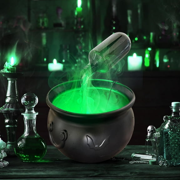 Halloween Decorations Indoor, DIY Floating Potion Set with Halloween Witches Cauldron and Mist Maker, Black Cauldron Bowl Hocus Pocus Party Decor for Home Table Mantel Table Decor 19.5cm