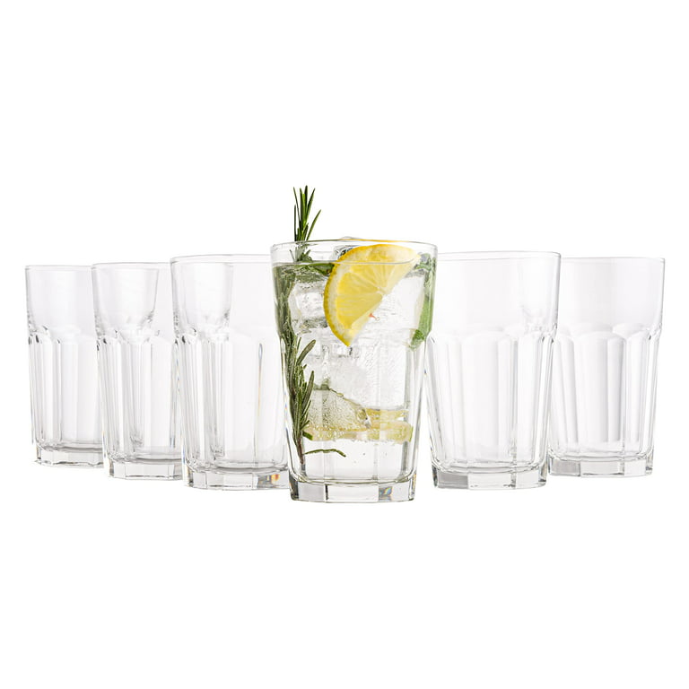 Tall Water Juice Drinking Glasses Set of 6 | 16.9 oz Balance Collection  Highball