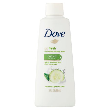- Dove Go Fresh Cool Moisture Cucumber & Green Tea Body Wash, 3 fl oz