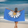 thumbnail image 2 of Daisy Design Beach Towel - White Petals & Yellow Heart on Blue Background - Perfect for Pool Travel and Bathing, 2 of 6