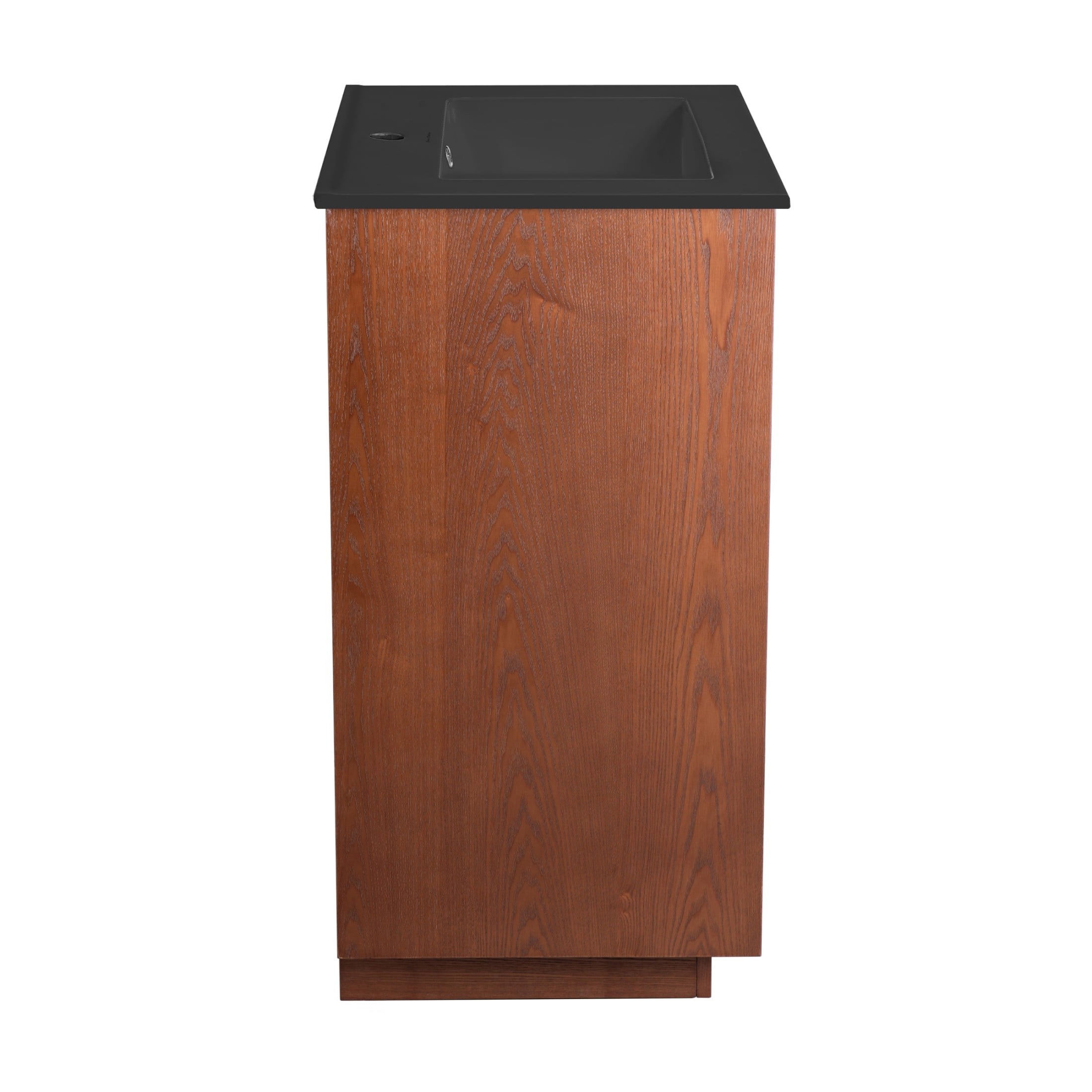 Daxton 24" Freestanding Bathroom Vanity in Brown Oak with Black Sink Top