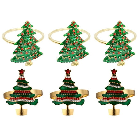 

NUOLUX 1 Set 6 Pcs Christmas Tree Napkin Buckles Napkin Rings (Assorted Color)