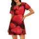 thumbnail image 1 of Fotbe Strawberry Red Bata de Dormir para Mujer con Estampado, Camisón de Algodón de Manga Corta, Ropa de Dormir Casual, 1 of 6